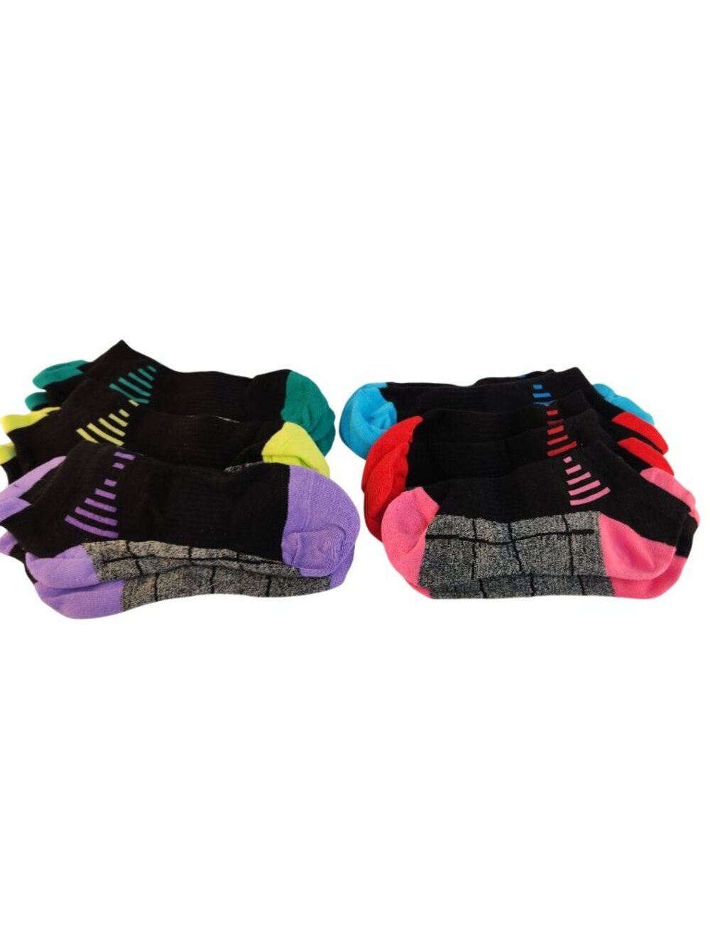 Womens 6 Pack Athletic Low Cut Socks Black Gray Assorted Colors Stretch Fit